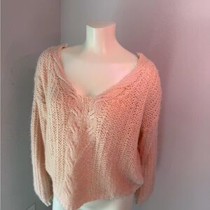 Cozy Pink Cable Knit Sweater